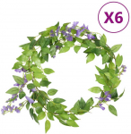 Gėlių girliandos, 6vnt., violetinės spalvos, 200cm
