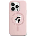 Apple iPhone 15 Pro Karl Lagerfeld dėklas silikoninis Karl & Choupette Magsafe (KLHMP15LSCMKCRHP) rožinės spalvos