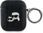 Apple AirPods Karl Lagerfeld Cover Monogram Karl & Choupette Head ausinių dėklas juodos spalvos
