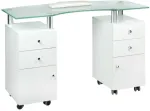 Beauty System Kosmetologinis stalas MANICURE DESK PRO GLASS Baltas