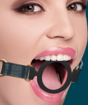 Ouch By Shots Ouch Halo Silicone Open Ring Gag - Elegant Juodas & Gold Design