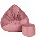Sėdmai&scaron;is su pufu Mega Premium Terra Velour XL, 90x120 cm, tamsiai rožinis