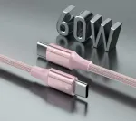 SWISSTEN TEXTILE II duomenų kabelis USB-C - USB-C 1,5 m rožinis