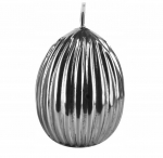 Mondex Candle CORRUGATED EGG mažas 6,5x8cm sidabrinis
