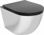 Klozetas Mexen Lena Rimless su lėtai nusileidžiančiu slim dangčiu, Juodas matt/Sidabrinis