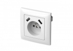 Elektro Plast Nasielsk 1488-00 Sentia Lizdas vienvietis su/u 16A su USB 2x2.1A 5VDC su su langinėmis ir rėmeliu balta GPT 2P+Z 2xUSB 1488-00