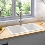 Virtuvės kriauklė balta 760x480x184 mm granitas