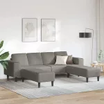 Sofa &Scaron;viesiai pilka 250 x 188 x 76 cm Kordūrinis audinys