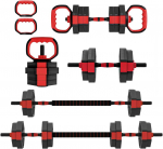 Aosom Hantelių rinkinys, 6-in-1 reguliuojamas 15 kg, 100x18x18 cm, raudona, plastikas