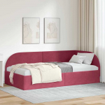 Lova Kampinė lovos konstrukcija Vyno raudona 90 cm x 190 cm Aksomas