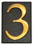 Buto numeris 3, 32 x 45 mm, plastikinis, aukso sp.