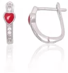 Diamond Sky Jewelry Vaiki&scaron;ki sidabriniai auskarai su cirkoniais ir emaliu &bdquo;Scarlet Heart&ldquo;