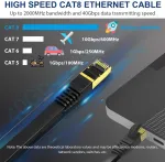 Kasimo Cat 8 Lan kabelis 10m plok&scaron;čias 40 Gbit/s 2000 Mhz Rj45 juodas