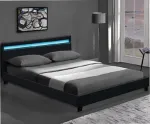 Lova Lovytė su led ap&scaron;vietimu 140x200 cm, juoda, odinė