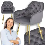 Elitiniai Baldai Mink&scaron;ta veliūrinė virtuvės kėdė Glamour Raya, pilka