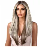 Perukas Luvu: Ilgi tiesūs plaukai, ombre blond/rudas, natūralus "lace front" efektas