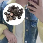 Žalvariniai odiniai spaudžių rinkiniai, 50 spaudžių, gryno žalvario apvalūs sagos, audinio languotos dekoravimo detalės (15 mm)