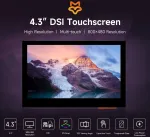 Monitorius Luckfox raspberry pi 5 jutiklinis ekranas - 4.3 colių dsi ekranas, skirtas pi 5/4b/cm4/cm3, palaiko 3d spausdinimą, talpinis jutiklinis 800 x 480, 178&deg; žiūrėjimo kampas, grūdinto stiklo lcd panelė raspberry ekranui