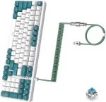 K3 Pro mechaninė klaviatūra, laidinė, itin kompakti&scaron;ka mini 98 klavi&scaron;ų Rgb ap&scaron;viesta Led Clicky optinė linijinė mėlyna jungtis + spiralinis Usb laidas Type-c į Usb-a, Tpu spyruoklinis laidas, nuimamas metalinis aviacinis