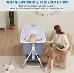 Lova Bellababy lovelė prie lovos, lop&scaron;ys, kūdikio lovelė, lovelė prie lovos su daiktadėže, lengvai sulankstoma ne&scaron;iojama lovelė, reguliuojama ne&scaron;iojama lovelė kūdikiams/naujagimiams, pilka