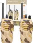Bax su 30bc PNI PMR R40 Camo ne&scaron;iojama radijo stotelė, 2 vienetų rinkinys, 0.5W, 16 programuojamų kanalų, 16 PMR ir 50 CTCSS bei 104 DCS tonai, ASQ, TOT, monitorius, programuojama, 1200mAh baterijos, įkrovikliai ir ausinės komplekte