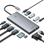 Baseus 13-in-1 Usb-c stotelė: 3 monitoriai, 4k@120hz, 10gbps
