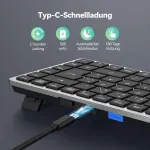 Tecknet belaidė klaviatūra &ndash; laisvas perjungimas tarp 4 įrenginių (2,4 g + bt), įkraunama bluetooth klaviatūra, voki&scaron;kas qwertz itin plonas i&scaron;dėstymas, skirtas pc, ne&scaron;iojamam kompiuteriui, plan&scaron;etiniam kompiuteriui, i&scaron;maniajam televizoriui ir mobilia ...