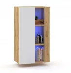Pakabinama vitrina, spintelė, komoda, auksinis craft ąžuolas, balta, Led