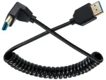 Spiralinis kabelis, 8k Hdmi 2.1 versijos kabelis, Ultra Hd Hdmi jungtis i&scaron; tėčio į tėtį prailginimo kabelis, 90 laipsnių kampu auk&scaron;tyn Hdmi 48gbps kabelis palaiko 8k@60hz, 4k@120hz monitoriui