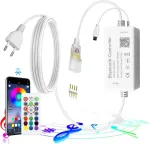 Alitove bluetooth valdiklis, skirtas tik rgb spalvą keičiančioms led juostoms, ac 220v-230v maitinimo adapteris su ir nuotolinio valdymo pulteliu neoninei led juostai, suderinamas su b0cd298py7 b0cd29dws5 (be neoninės &scaron;viesos)