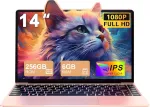 Ne&scaron;iojamas kompiuteris Celeron N4020 iki 2.8ghz, 14 colių Win 11 su 5g Wifi 6+256gb Ssd i&scaron;plėtimu iki 1tb, Bt 4.2 1920 x 1080 Fhd Mini Multimedia Connection, Notebook su voki&scaron;ka klaviatūra, auksinės spalvos
