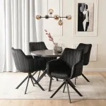 Mebel Elite I&scaron;skleidžiamasis stalas LUKAS ir 4 kėdės MUMBAI, 100&ndash;250 cm, juodi