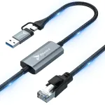 Kabelis USB Reagle USB-A + USB-C - RJ-45 3 m Juodai-pilka