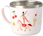 Rice - Stainless Steel Baby Cup with Handle and Fixed Cover - Rožinė Fun Fair Print - 260 ml