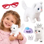 WOOPIE Interactive Kitten Plush Toy Sound Accessories Crown Glasses