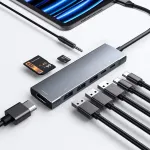 Rreaka usb c hub, skirtas ipad pro 9-in-1 adapteriui ipad pro m4 m2 m1 13 12.9 11 colių ipad air su 4k hdmi, usb-c pd įkrovimu, sd/micro sd kortelių skaitytuvu, usb 3.0, 3.5 mm audio jungties duomenų ipad mini 6