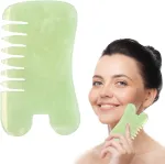 Gua sha &scaron;ukos, guasha &scaron;ukų įrankiai, gua sha lenta, gua sha akmuo, gua sha rožinis kvarcas, gua sha kūnui, guasha akmuo, gua sha rinkinys, skirtas spa trigerinių ta&scaron;kų masažui veido rankų pėdų srityse (žalias)