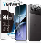 Yenwen Ekrano apsauga, skirta Oneplus Nord 4, grūdintas stiklas, 2 vnt. grūdinto stiklo su 2 kamerų apsaugomis, 9h kietumo apsauginis stiklas, stiklinė plėvelė mobiliajam telefonui nuo įbrėžimų, Hd skaidrus ekranas