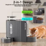 Gardner Pet automatinė &scaron;ėrykla katėms/&scaron;unims, 2 dubenys (3 l x 2), automatinė kačių &scaron;ėrykla ir vandens dozatorius &scaron;unims su nerūdijančio plieno dubeniu, be elektros, be Bpa, gravitacinė kačių maisto automatinė (pilka)
