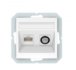 Harry Potter Antenos ir kompiuterio lizdas QUADRUM QR 1000, TV+RJ45, be rėmelio, baltas