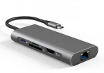 Extra Digital Adapteris USB Type-C - 2 x USB 3.0, 1x USB 2.0, 1x Type C (PD), HDMI, SD, RJ45