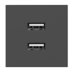 Orno NOEN USB x 2, 45x45 mm dvigubas modulinis prievadas su USB įkrovikliu, 2.1A 5V DC, juoda