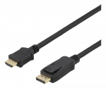 DELTACO DP - HDMI kabelis, 10m, 3840x2160 30Hz, 10.8Gb / s, juodas DP-HDMI1100