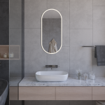 Mirrorsled Skaidrus veidrodis su LED priekiniu ap&scaron;vietimu 450x1000 (15mm) piliulė