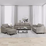 Sofa Sofos komplektas su pagalvėlėmis, 4 dalių, taupe, audinys