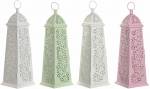 Žibintas Home ESPRIT Balta Žalia Rožinė Metalinis Aliuminis Shabby Chic 13 x 13 x 43 cm (4 vnt.)