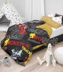 Riposo RENFORCE medvilnės vaiki&scaron;kas patalynės komplektas MONSTERTRUCK 140x200 cm