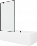 Vonia Mexen Cube su apdaila ir stiklo sienele, 180x80 cm + 100 cm, Baltas+Juodas frame