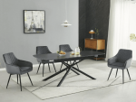 Signal Meble Valgomojo komplektas - Stalas VECTOR CERAMIC+ Kėdės SERVIO VELVET
