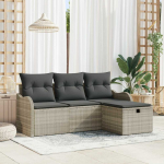 Lauko baldų komplektas Sodo Sofų Rinkinys su pagalve 4 pcs &Scaron;viesiai pilka Poli ratanas